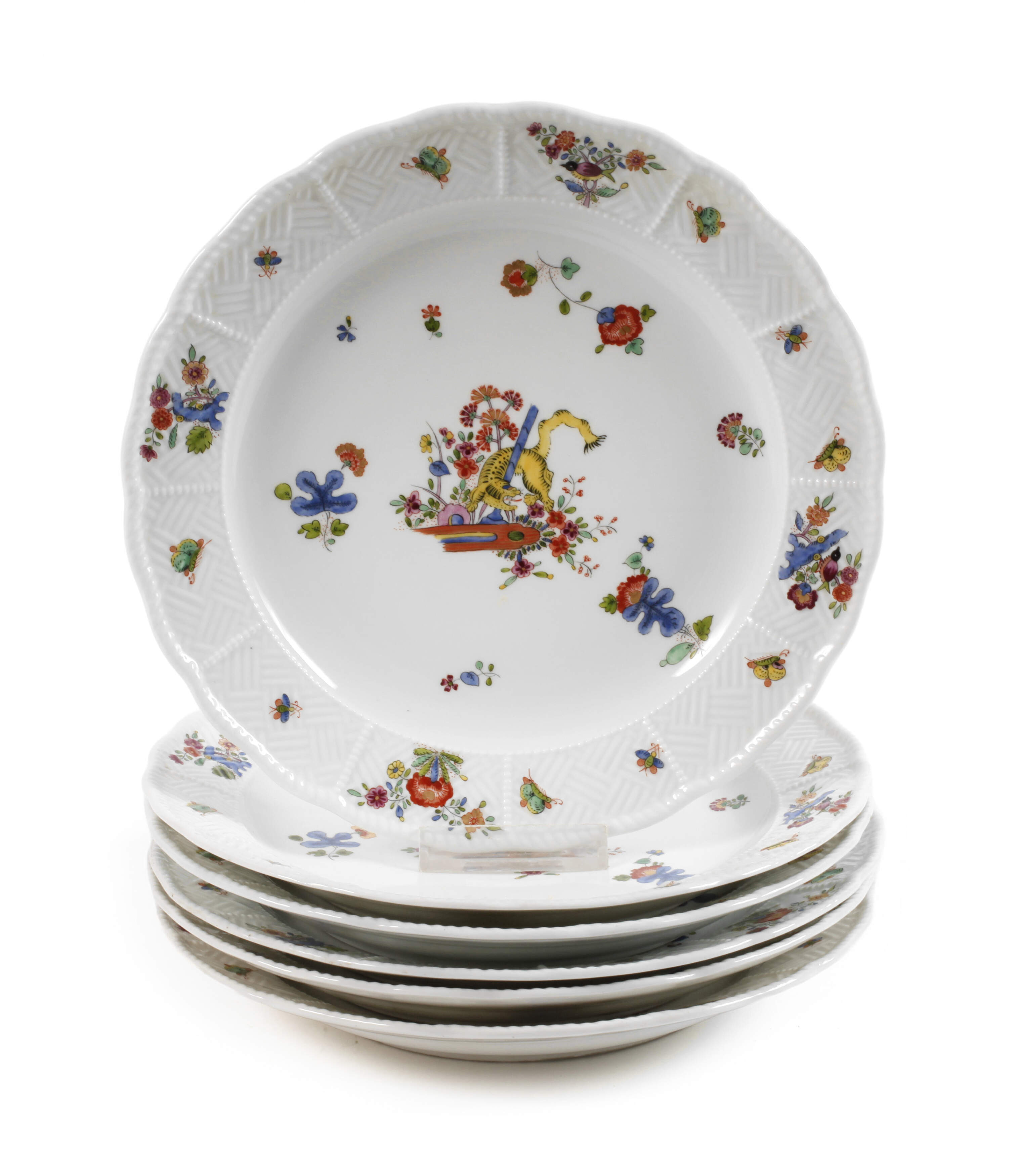 Meissen sechs Speiseteller Kakimondekor