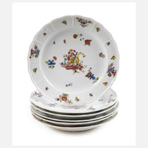 Meissen sechs Speiseteller Kakimondekor