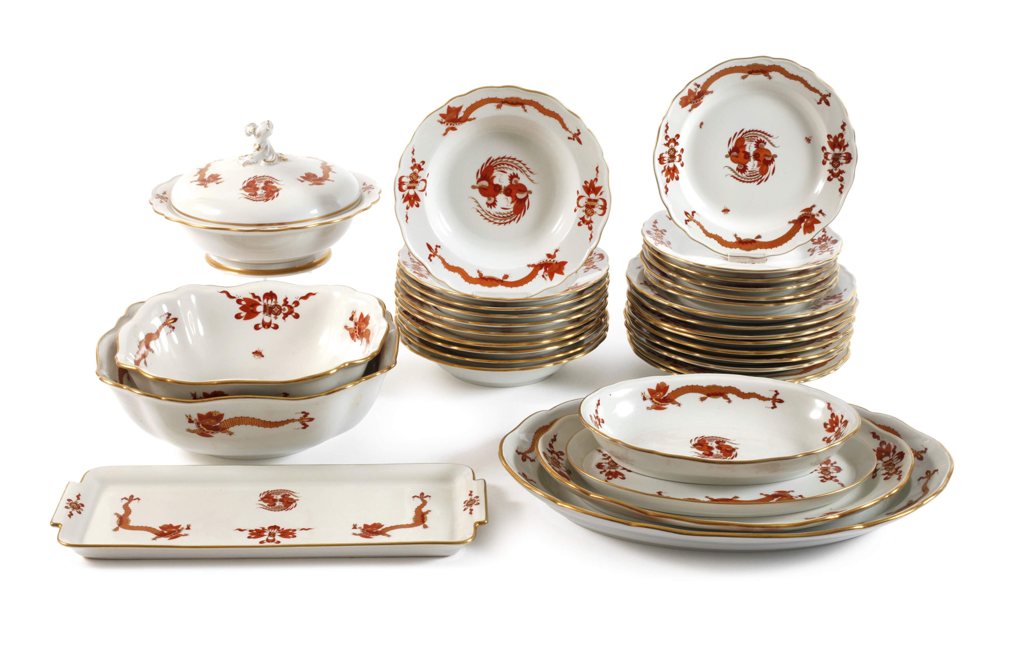 Meissen Speiseservice "Reicher Drache, rot"