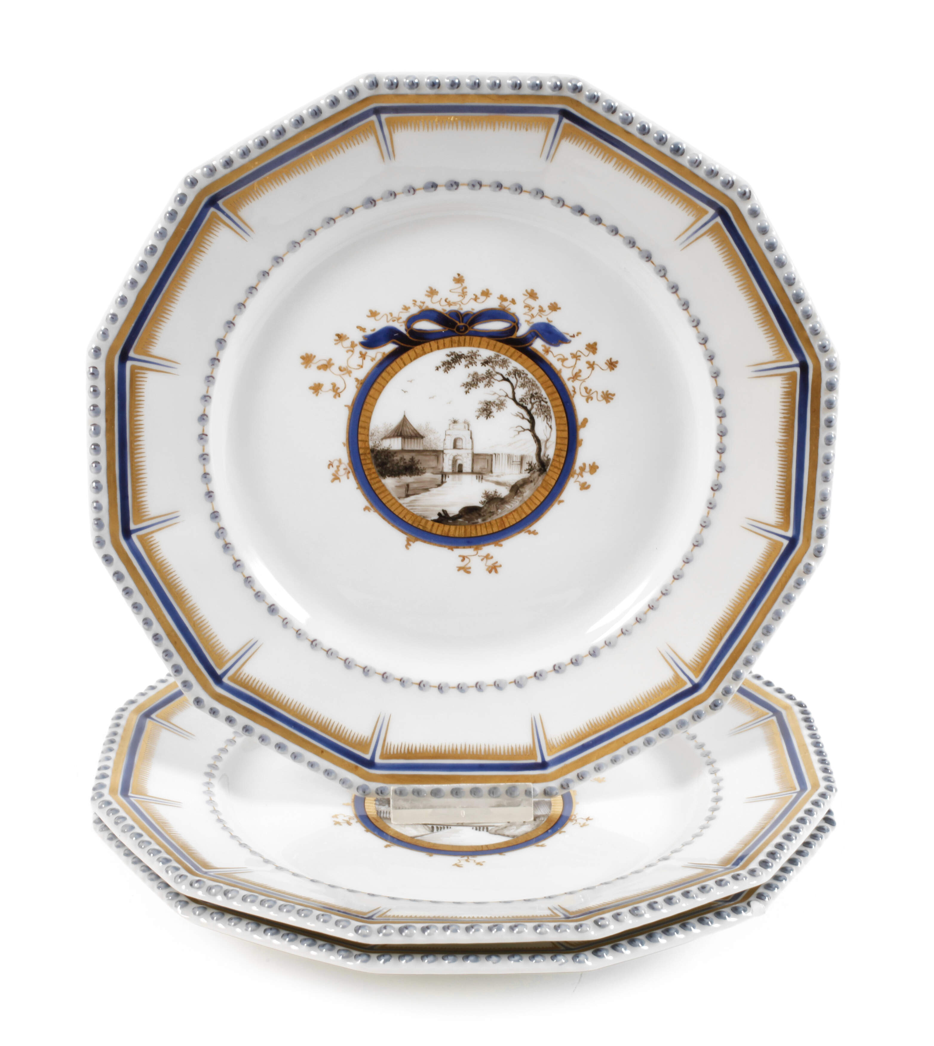 Nymphenburg drei Prunkteller "Perl"