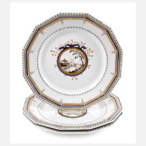 Nymphenburg drei Prunkteller "Perl"