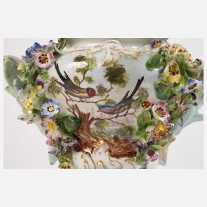 Paar kleine Prunkvasen Vogelmalerei