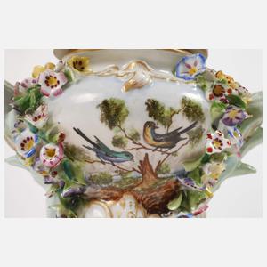 Paar kleine Prunkvasen Vogelmalerei