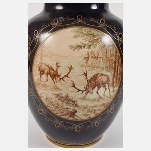 Paar große Prunkvasen Wildmalerei