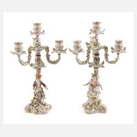 Sitzendorf Paar Kerzenleuchter mit Gärtnerpaar111