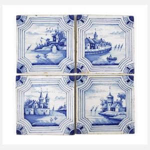 Vier barocke Delfter Kacheln