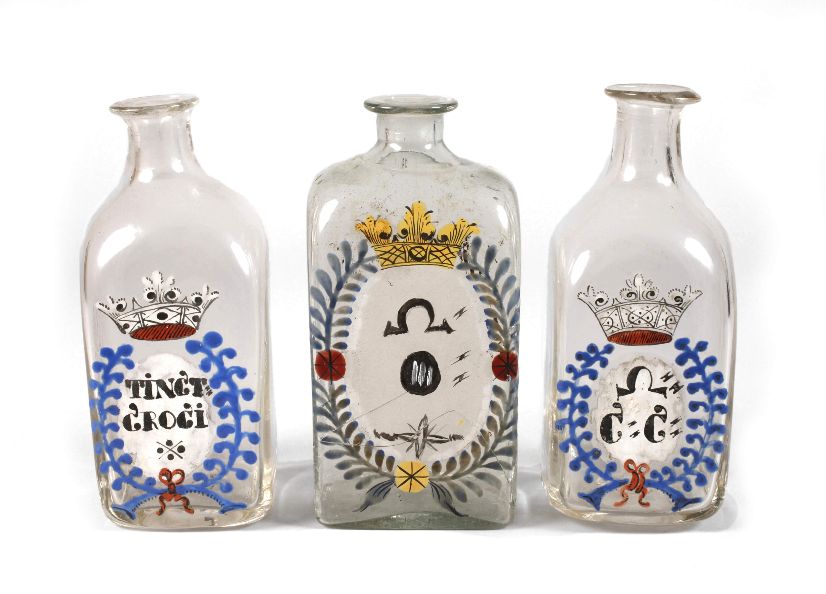 Drei barocke Apothekerflaschen