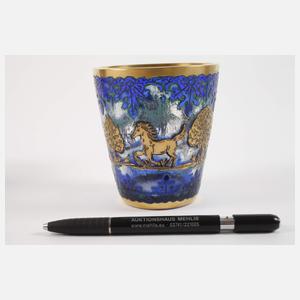 Drei Bechergläser Überfangglas