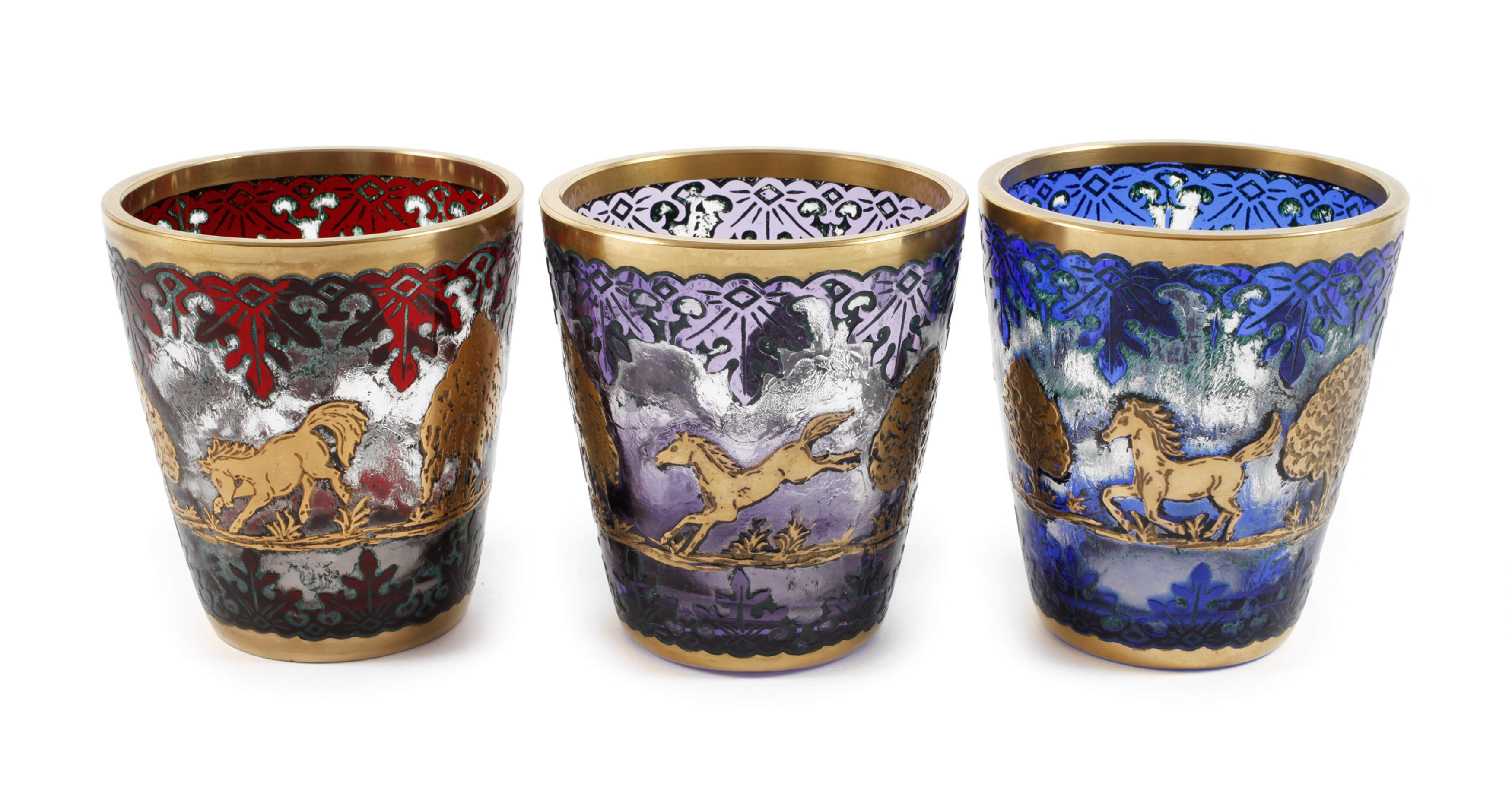 Drei Bechergläser Überfangglas