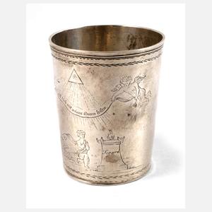 Augsburger Silberbecher mit Freimaurermotiv