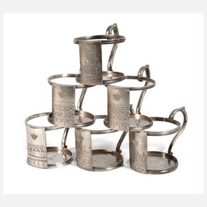 Sechs Teeglashalter aus Adelsbesitz