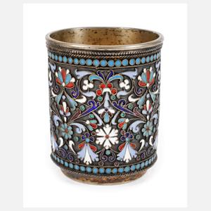 Silberbecher mit Cloisonné