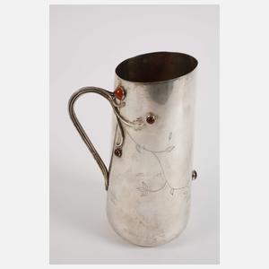 Russischer Silberkrug mit Bernsteincabochons