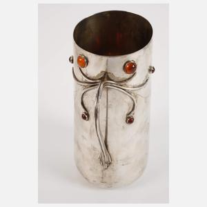 Russischer Silberkrug mit Bernsteincabochons