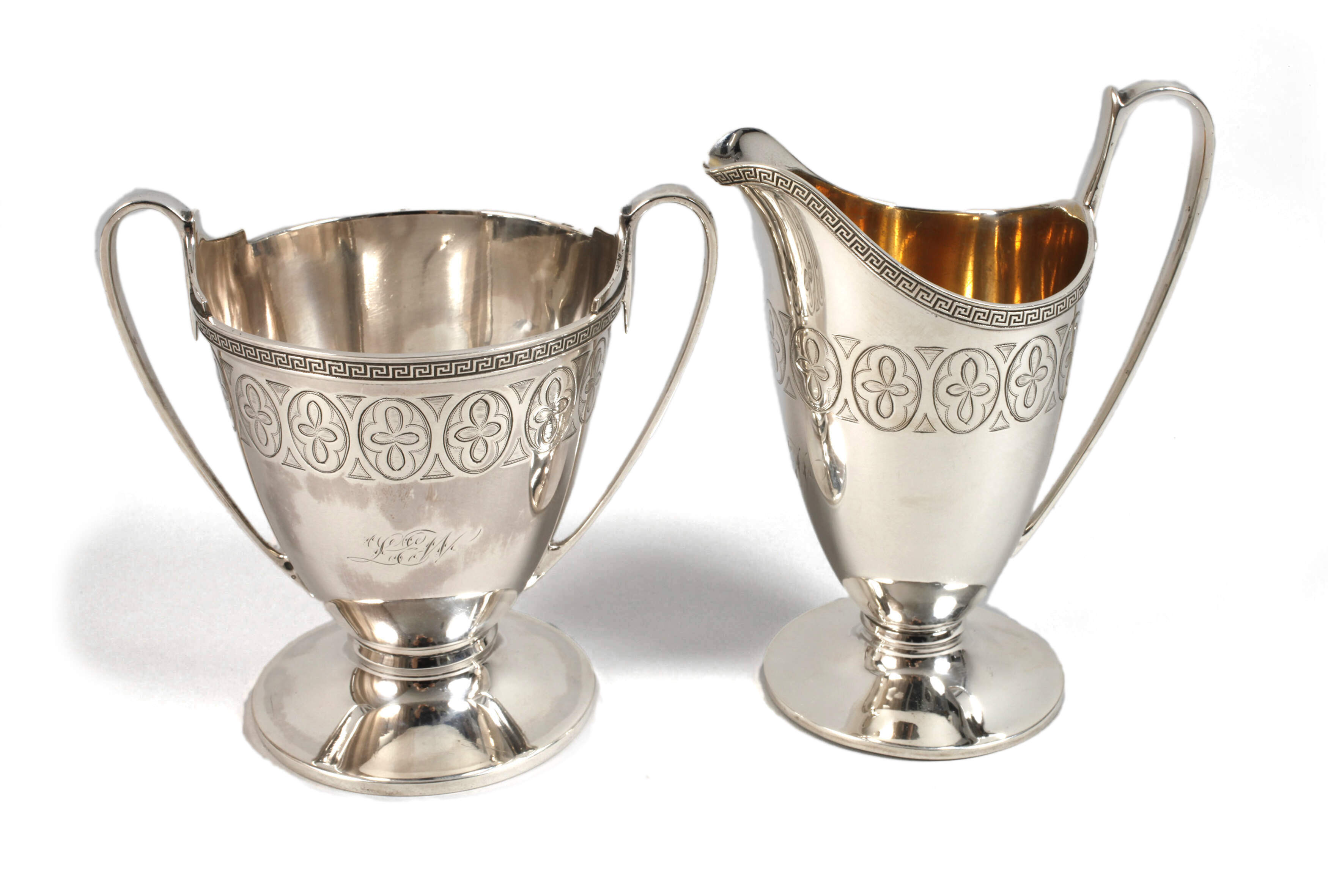 Silber Zucker-/Sahneset