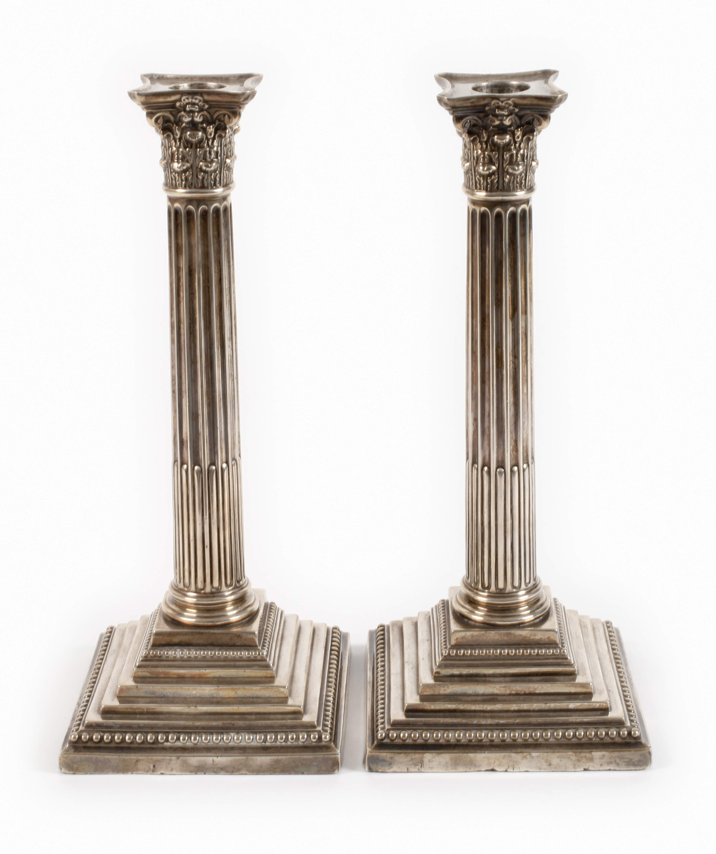 Paar klassizistische Silberleuchter