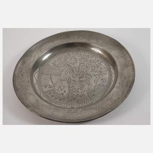 Zinnteller mit Rittermotiv