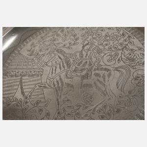 Zinnteller mit Rittermotiv