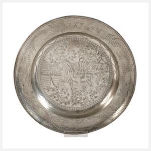 Zinnteller mit Rittermotiv