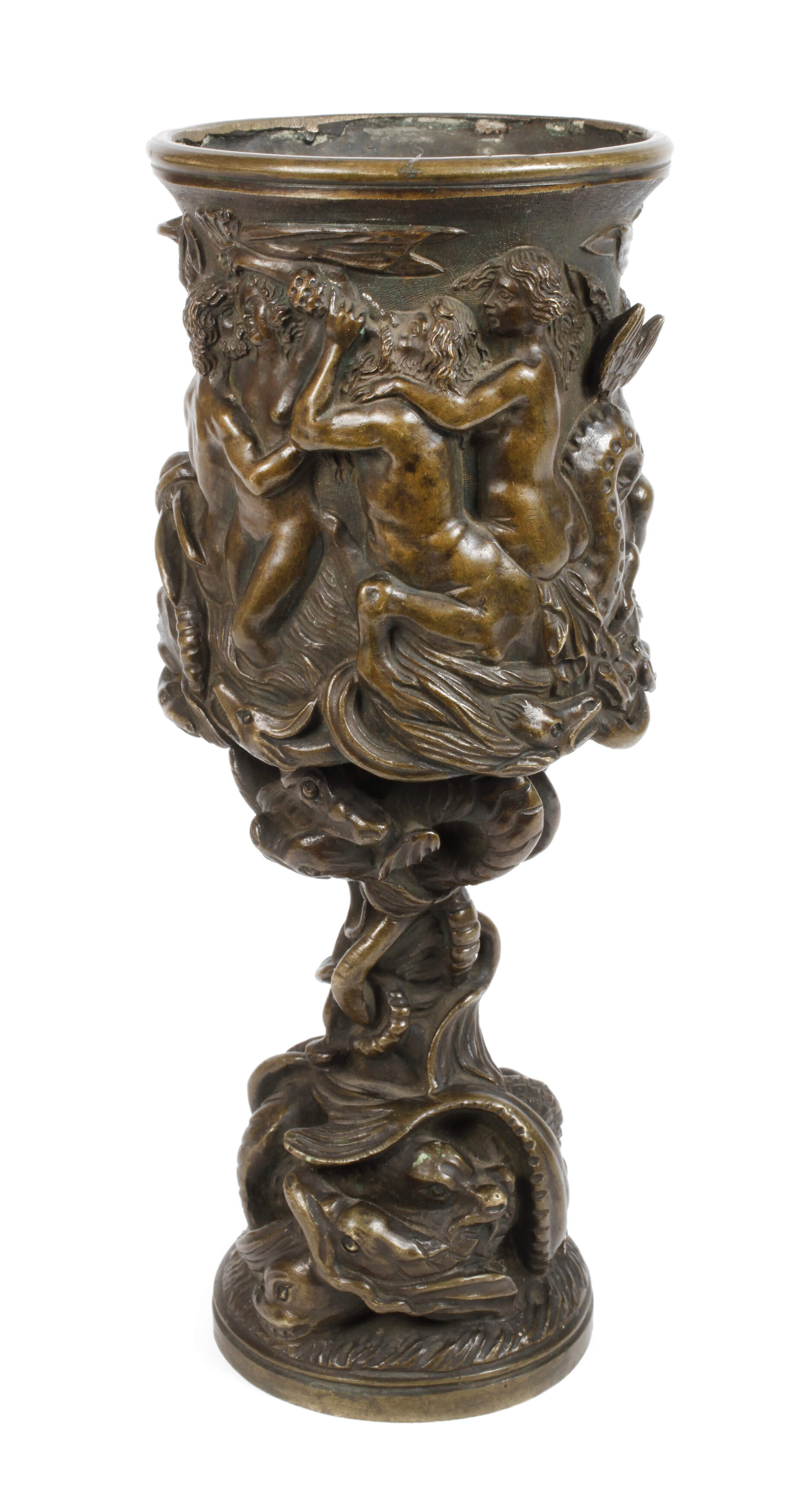 Bronzepokal mit mythologischem Fries