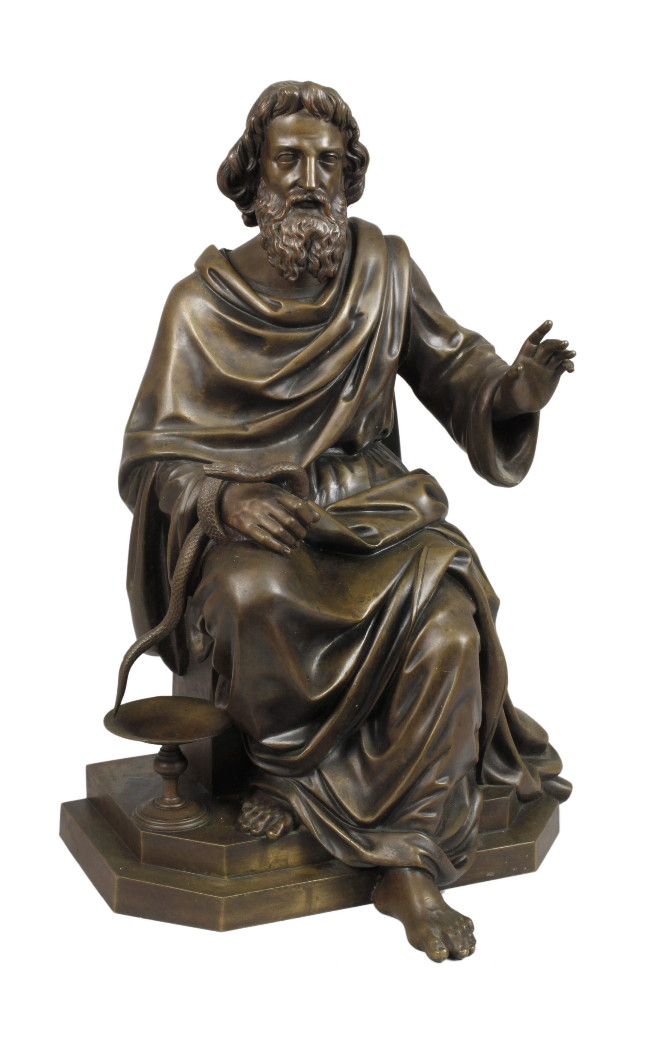 Bronze sitzender Äskulap