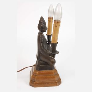 Figürliche Bronzelampe Art déco