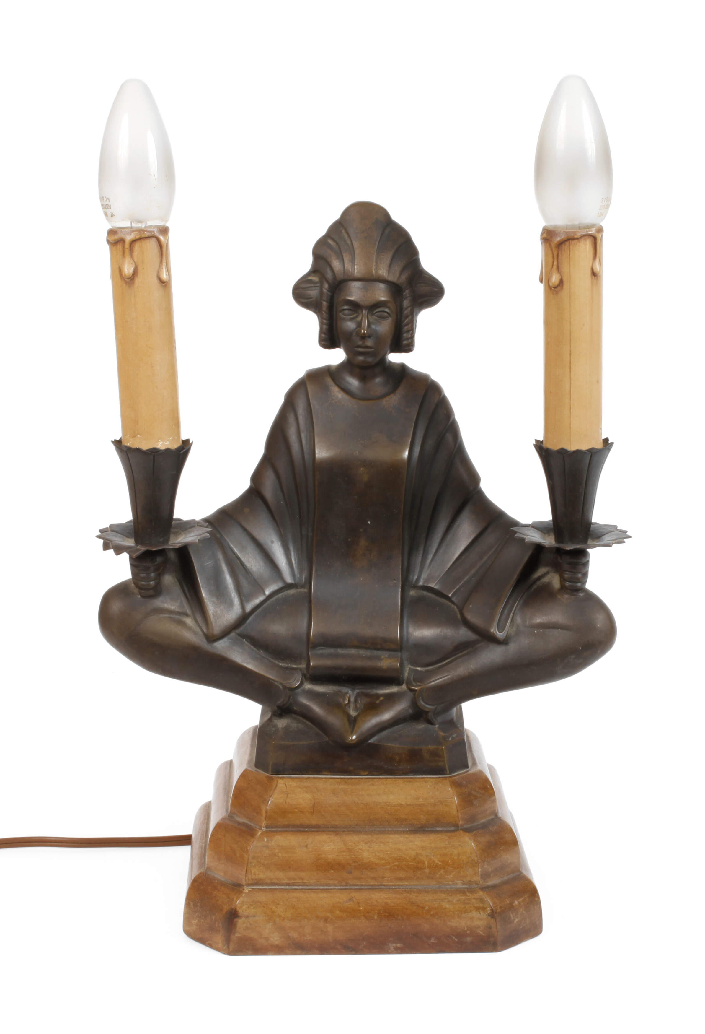 Figürliche Bronzelampe Art déco