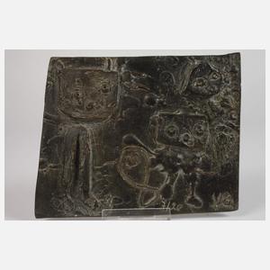 Monogrammist V.G., zwei moderne Bronzereliefs