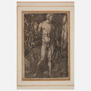 Heinrich Aldegrever, Adam mit Löwen