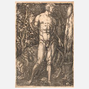 Heinrich Aldegrever, Adam mit Löwen