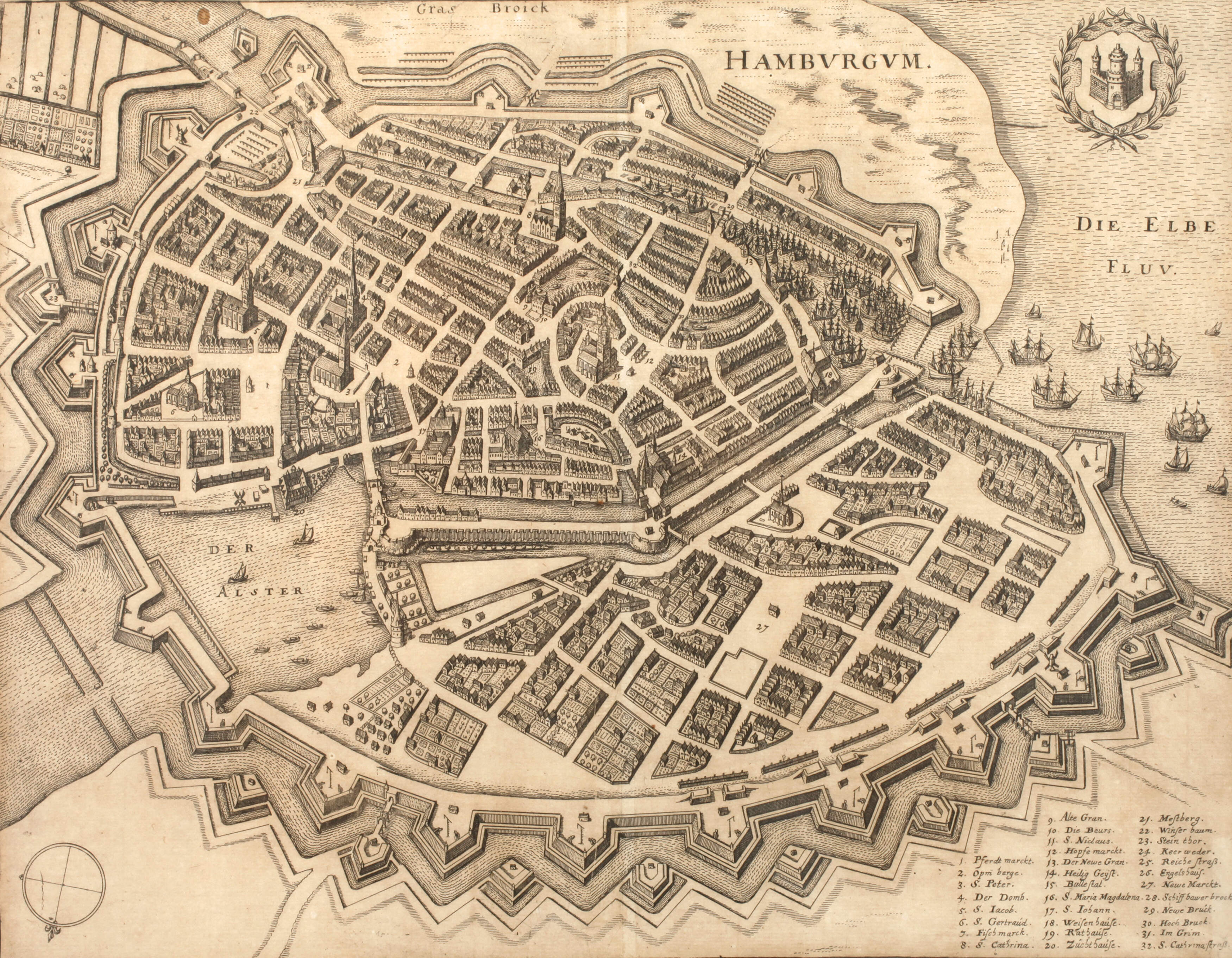 Matthäus Merian der Älter, Grundriss von Hamburg