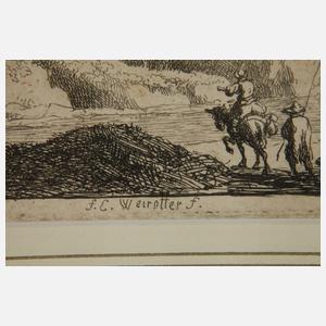Franz E. Weirotter, Bergige Landschaft mit Reitern