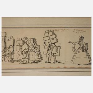 Karikatur "Abreise nach Italien"