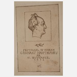 Emil Orlik, Menükarte Festmahl Gerhard Hauptmann