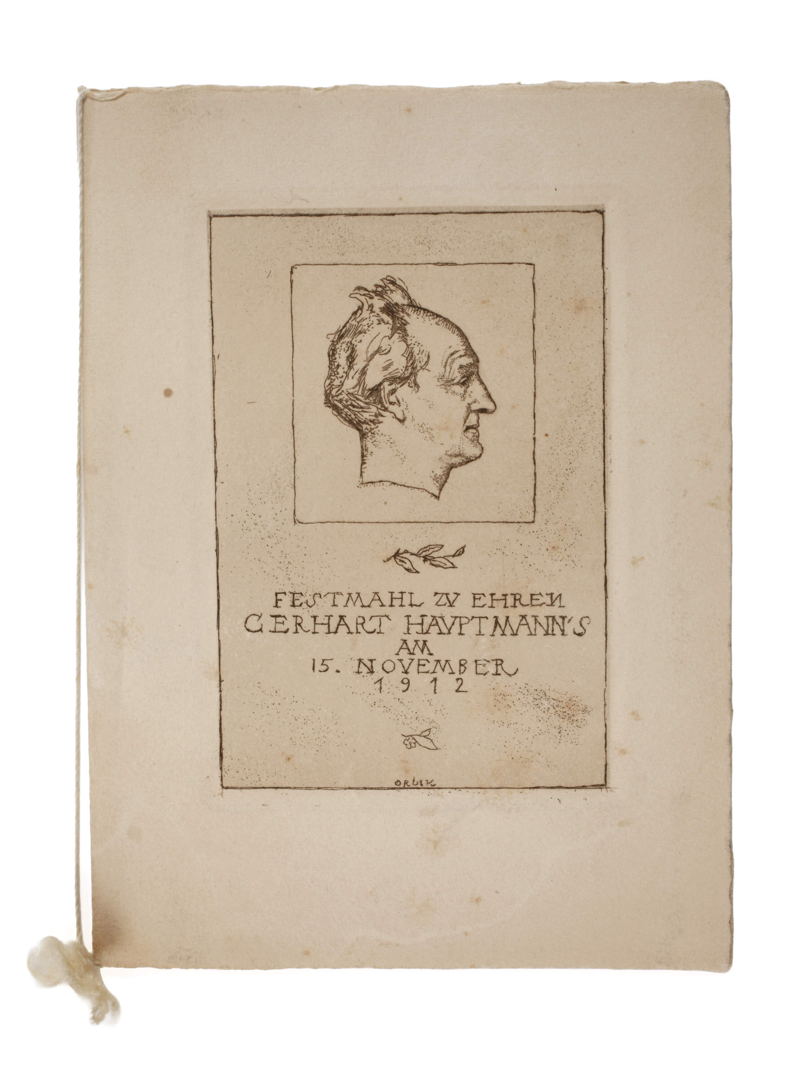 Emil Orlik, Menükarte Festmahl Gerhard Hauptmann