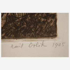 Emil Orlik, "Drei Bäuerinnen im Gespräch"