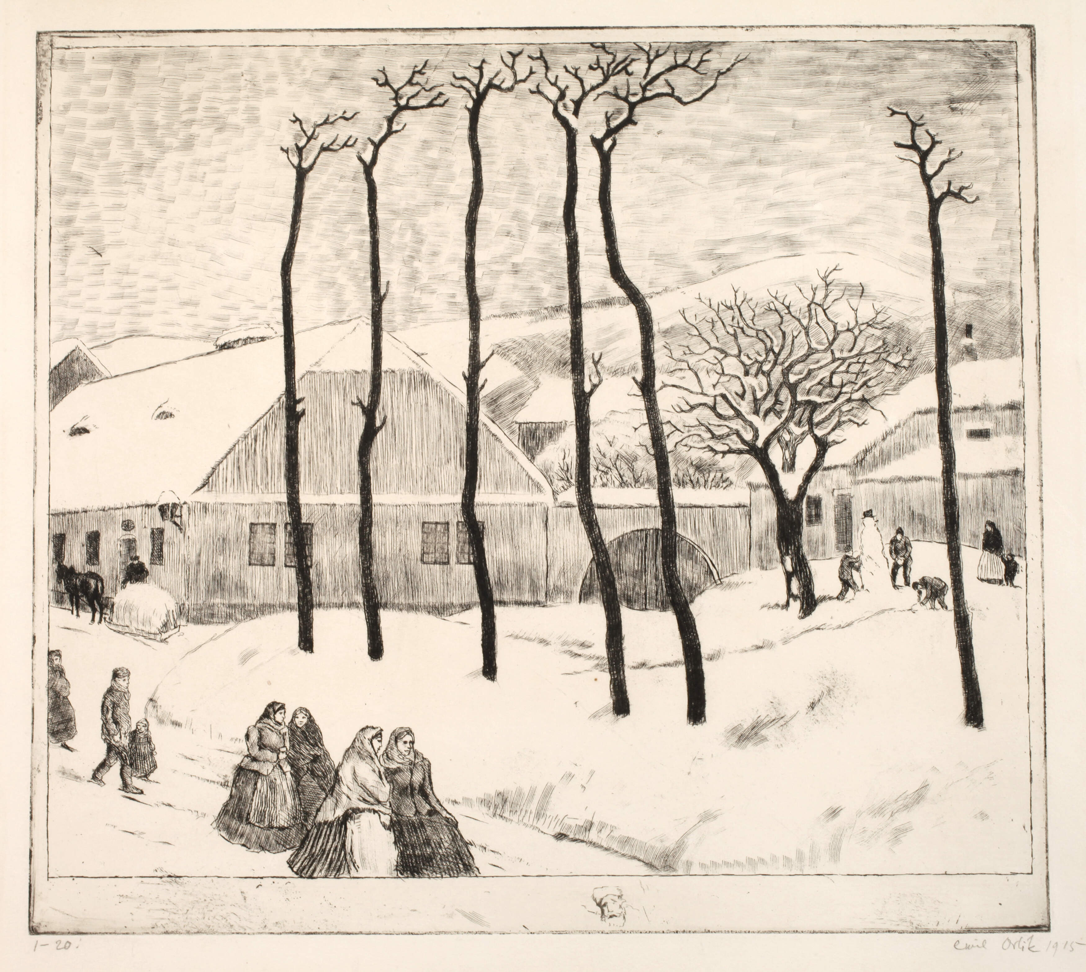 Emil Orlik, "Winter in Oslawan"