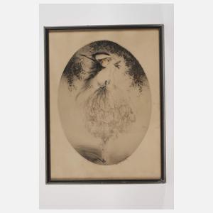 Louis Icart, Junge Frau mit Vöglein