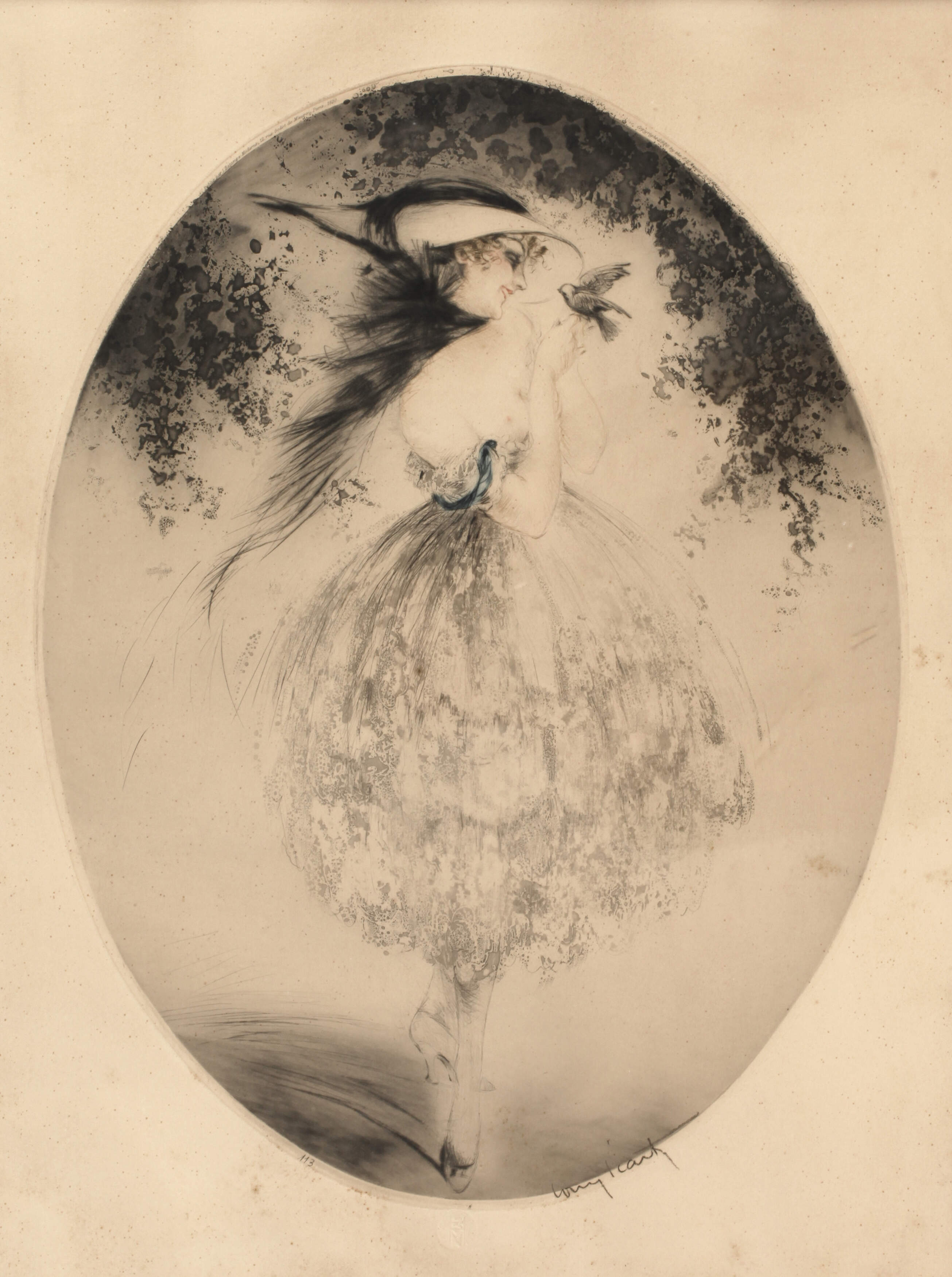 Louis Icart, Junge Frau mit Vöglein