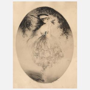 Louis Icart, Junge Frau mit Vöglein