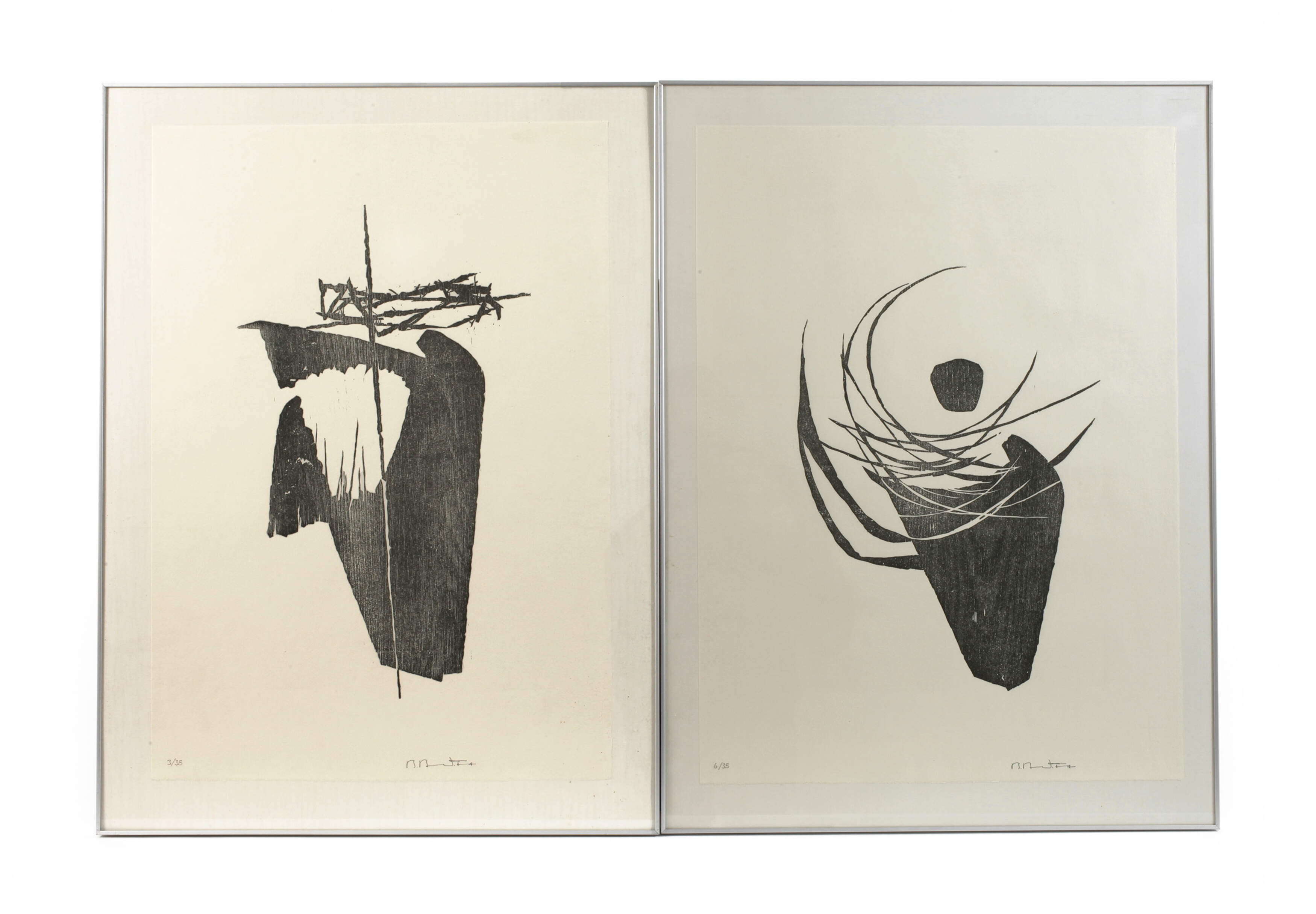 Paar religiöse Holzschnitte