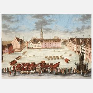 Der überflutete Hauptmarkt von Nürnberg, 1784