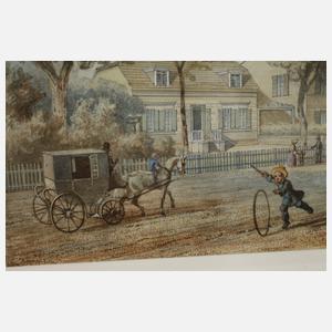 Biedermeierliche Straßenszene