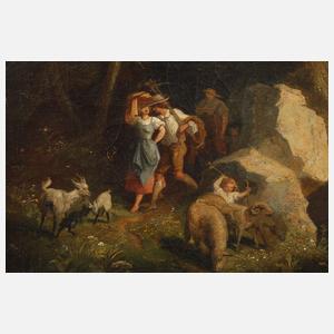 Heinrich Woldemar Rau, attr., Hirten im Gebirge