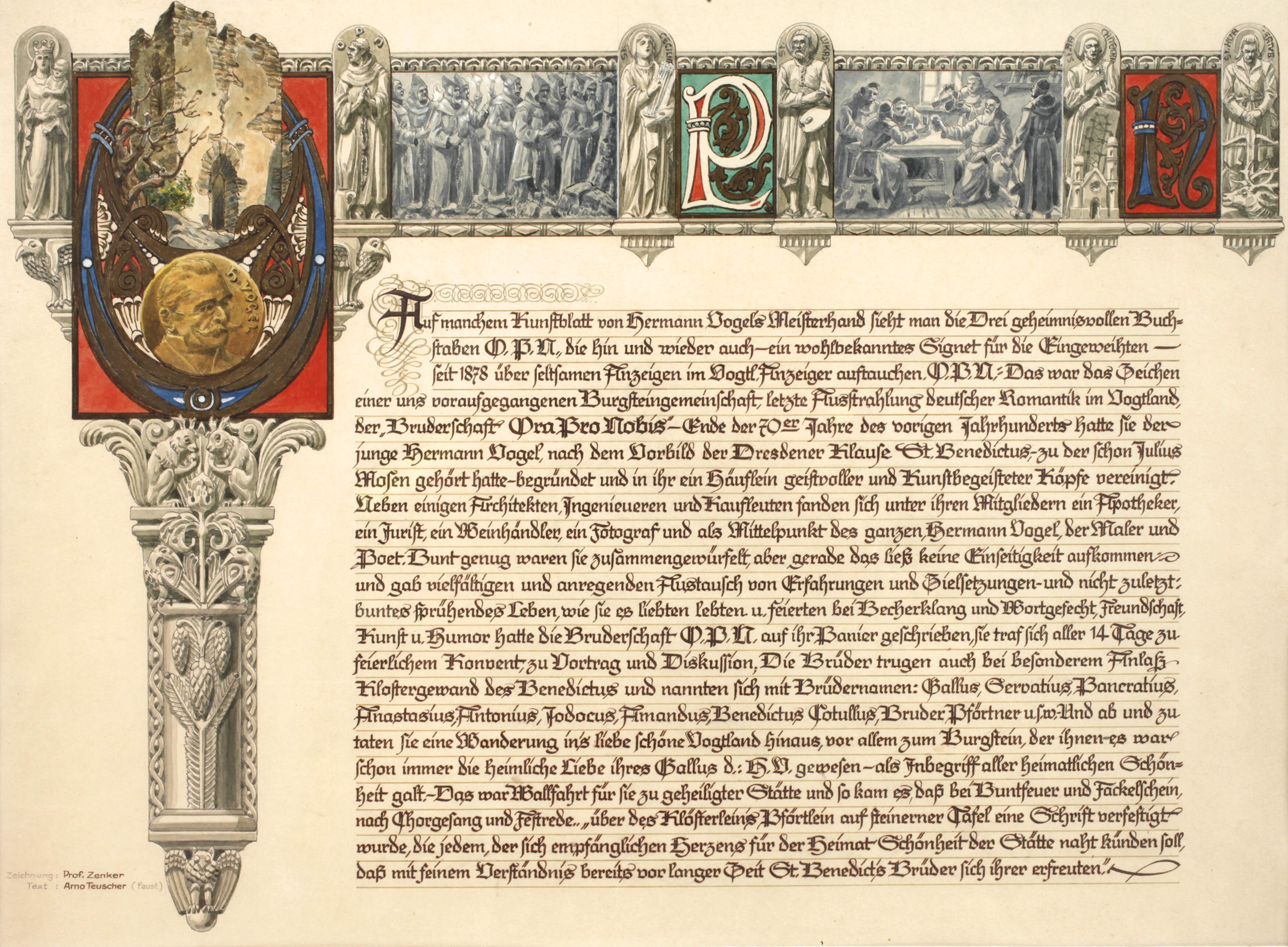 Gedenkblatt der "Bruderschaft Ora Pro Nobis"