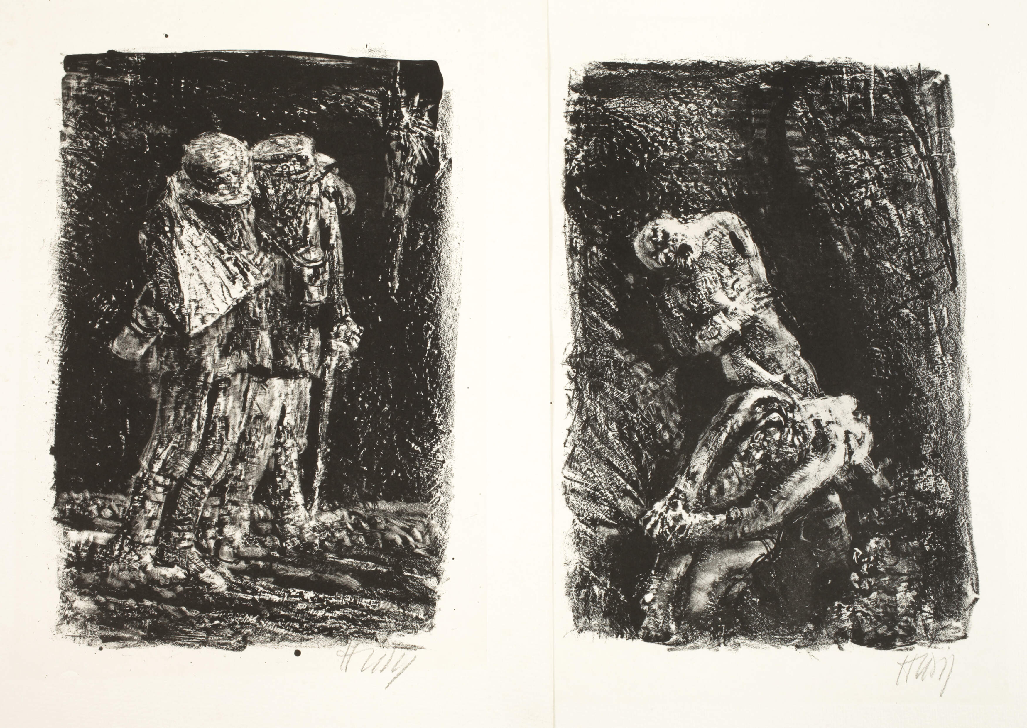 Bernhard Heisig, zwei Blätter aus dem Zyklus "Krieg"