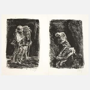 Bernhard Heisig, zwei Blätter aus dem Zyklus "Krieg"