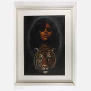 Manfred Leibl, Mädchenportrait mit Tigerkopf