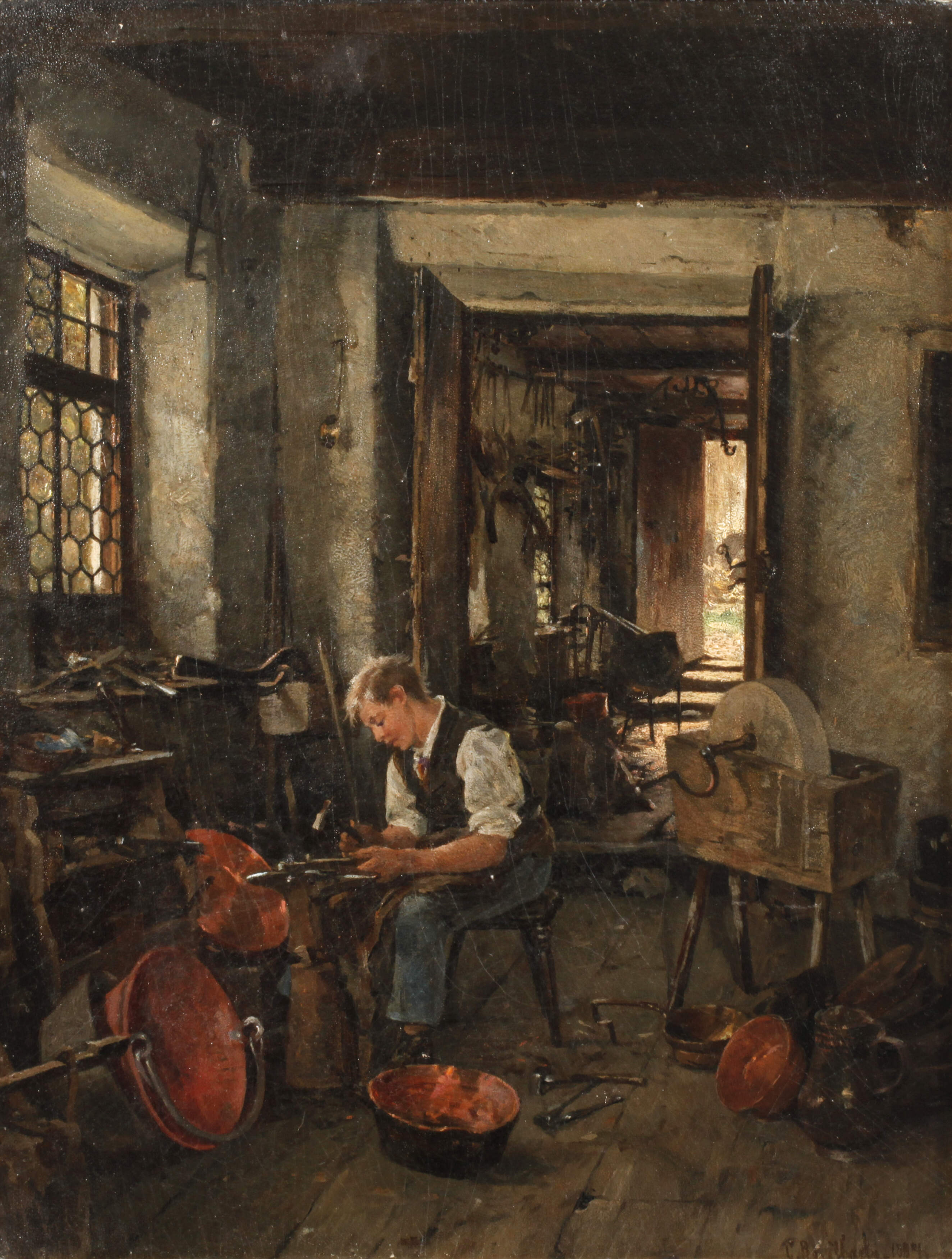 Carl Breitbach, attr., Beim Kupferschmied