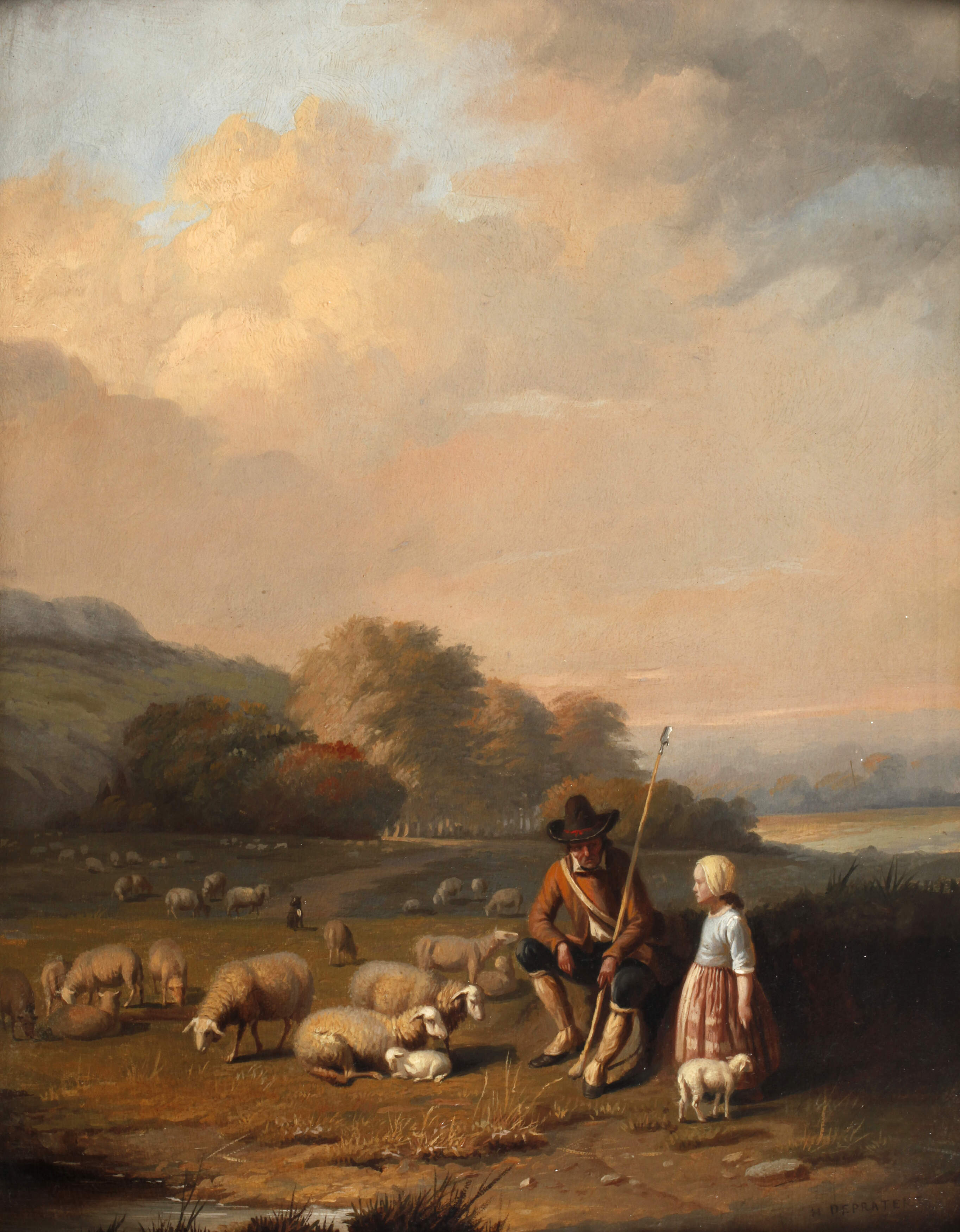Henri De Pratere, Schäfer in Herbstlandschaft